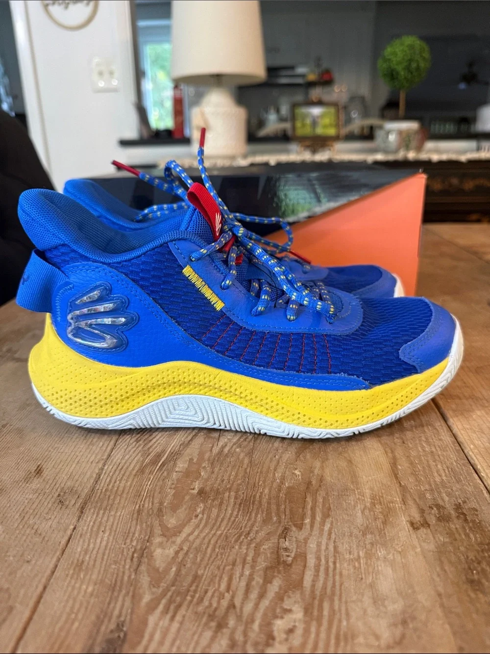 Under Armour Kids Blue and Yellow Athletic Sneakers